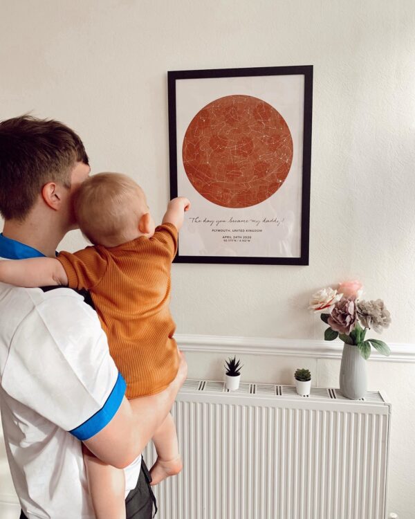orange star map poster of the day you became my daddy