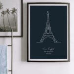 Eiffel tower line art poster