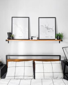 white city map posters in a modern bedroom