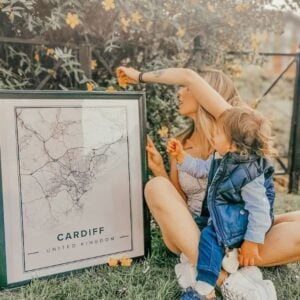 White modern map poster of Cardiff