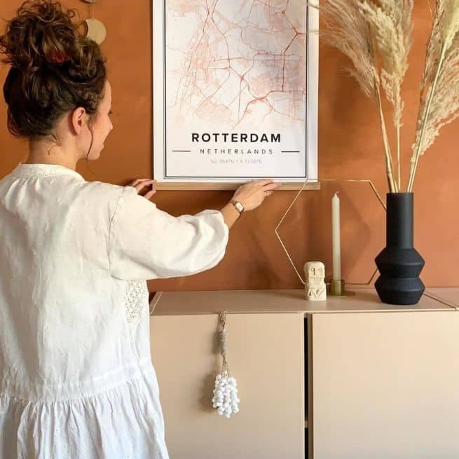 modern poster map of Rotterdam, Netherlands