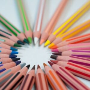 colouring pencils forming a circle