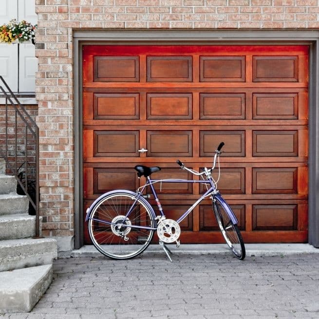 bike in front of garage