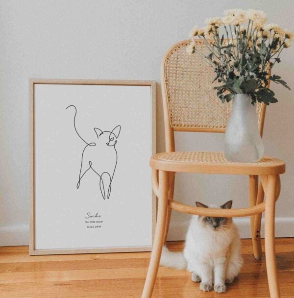 Cat line art poster