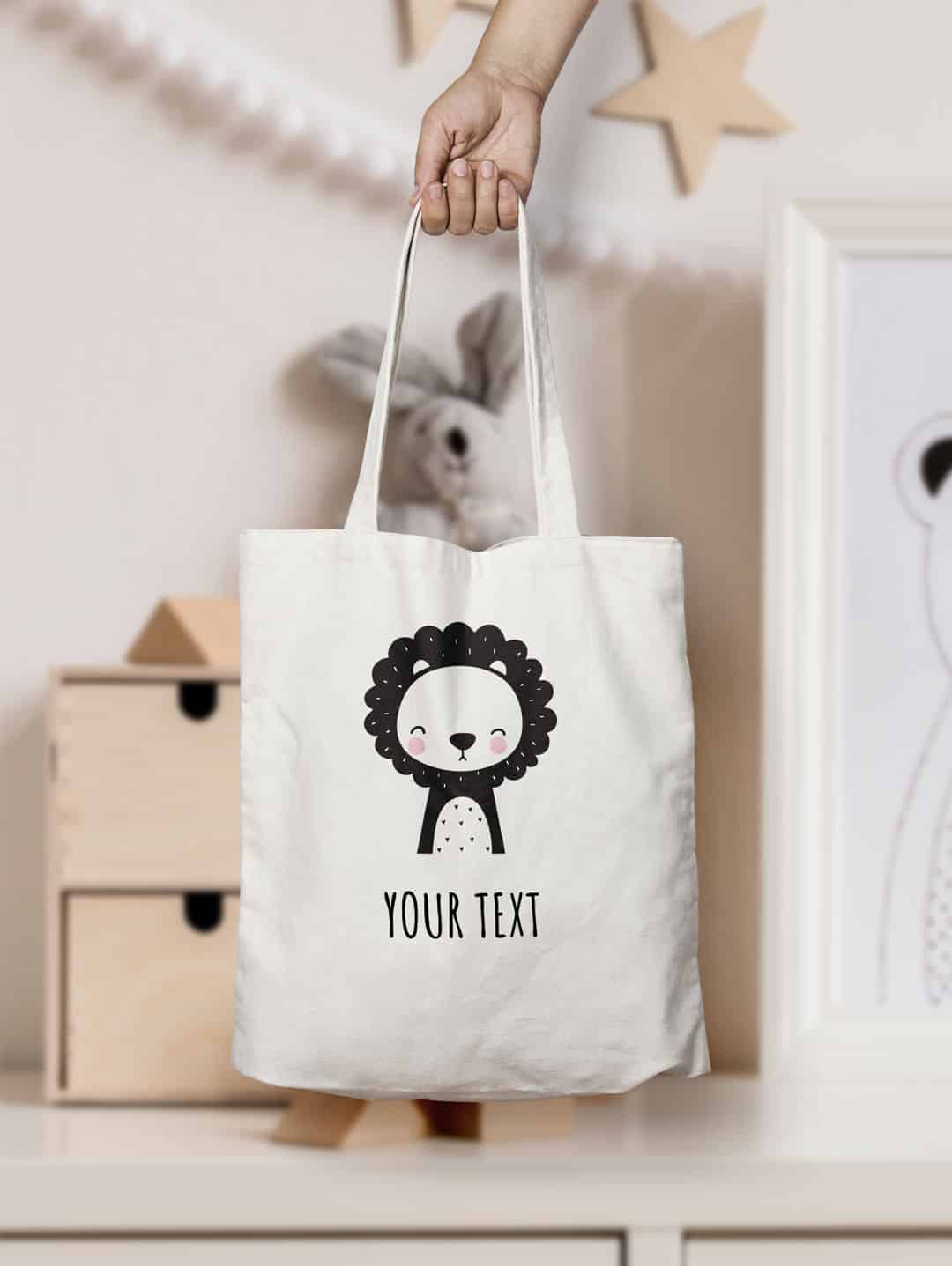Personalize Your Own Nursery Tote Bag - Lion - Mapiful