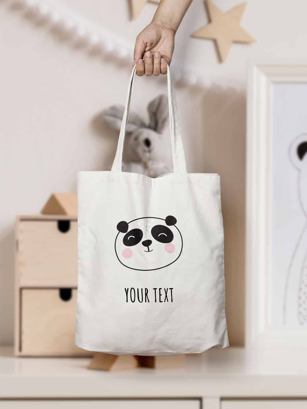 Personalize Your Own Nursery Tote Bag - Panda - Mapiful