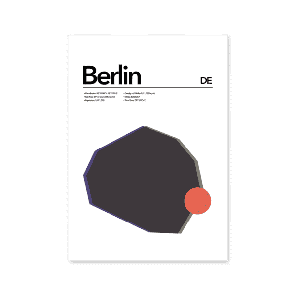 Berlin Abstract Poster Mapiful